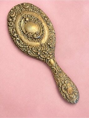 Vintage Ornate silver plate hand mirror